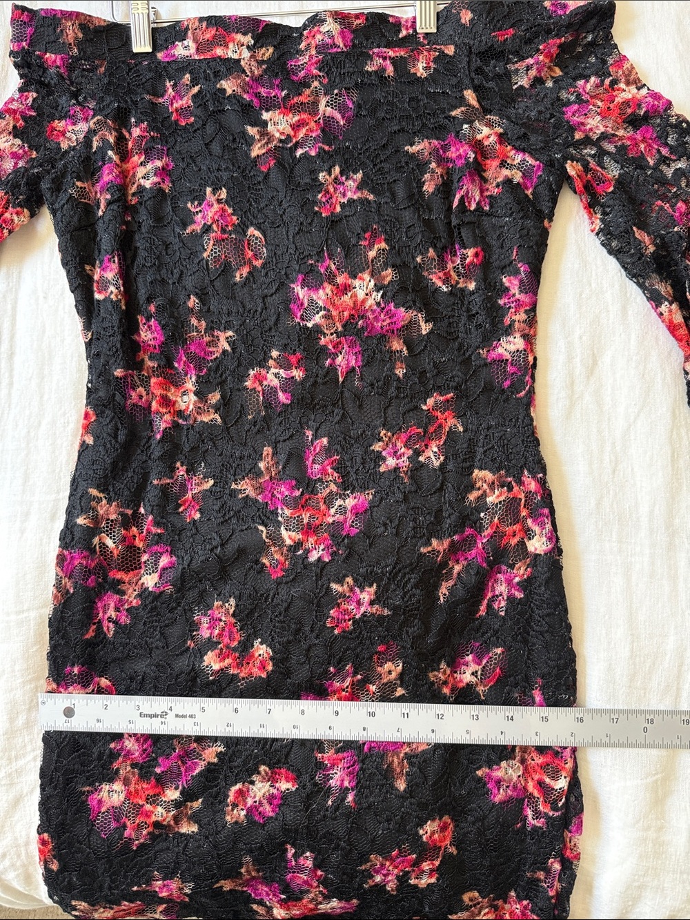 Venus Floral Lace Off-the-Shoulder Dress Bodycon Woman Size 10 Coquette Renfaire - Picture 11 of 11